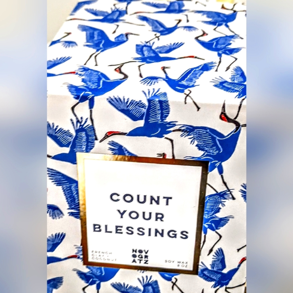 Nib novagratz count your blessings French clay coconut soy wax candle 8oz